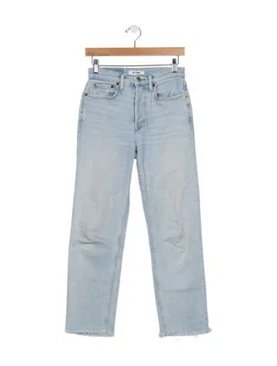 Pre-owned Re/done High-rise Straight Leg Jeans In Blue