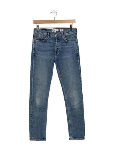 Pre-owned Re/done High-rise Straight Leg Jeans In Blue
