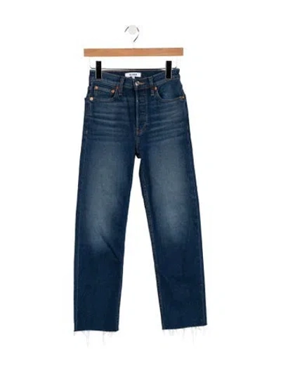 Pre-owned Re/done High-rise Straight Leg Jeans In Blue