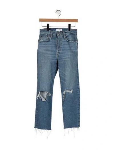 Pre-owned Re/done High-rise Straight Leg Jeans In Blue