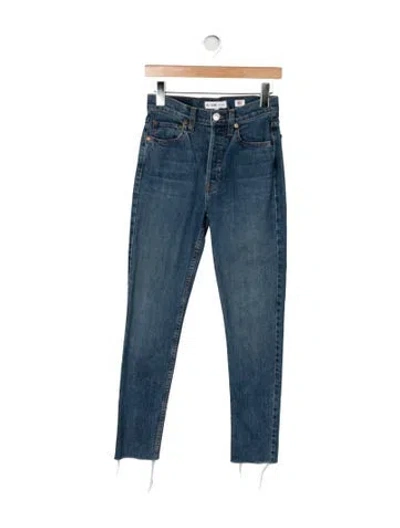 Pre-owned Re/done High-rise Straight Leg Jeans In Blue