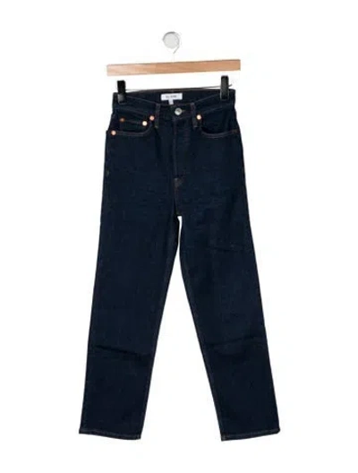 Pre-owned Re/done High-rise Straight Leg Jeans In Blue
