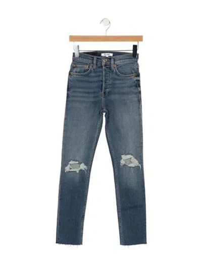 Pre-owned Re/done High-rise Straight Leg Jeans In Blue