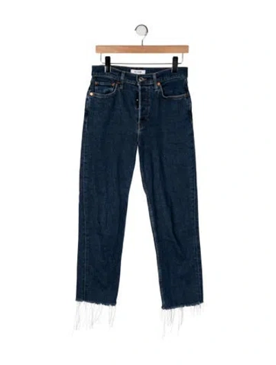 Pre-owned Re/done High-rise Straight Leg Jeans In Blue
