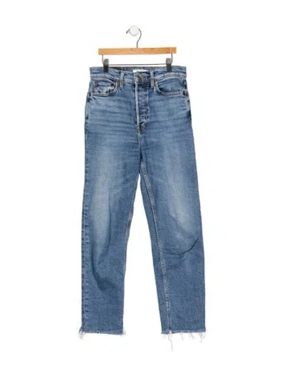 Pre-owned Re/done High-rise Straight Leg Jeans In Blue