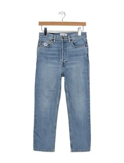 Pre-owned Re/done High-rise Straight Leg Jeans In Blue