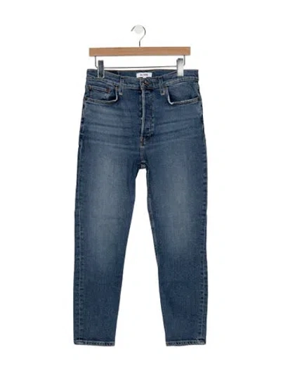 Pre-owned Re/done High-rise Straight Leg Jeans In Blue