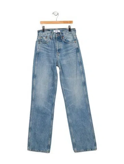 Pre-owned Re/done High-rise Straight Leg Jeans In Blue