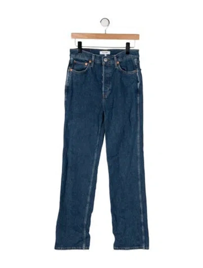 Pre-owned Re/done High-rise Straight Leg Jeans In Blue