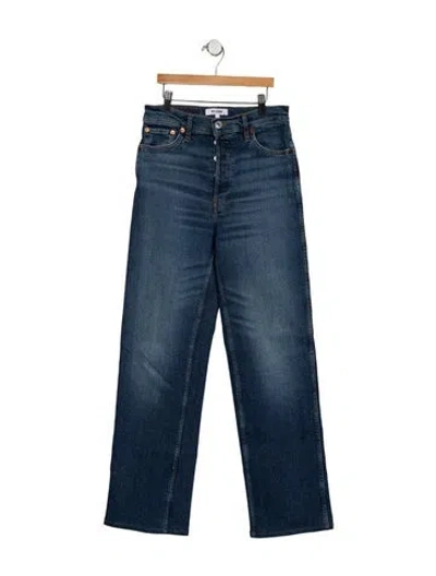 Pre-owned Re/done High-rise Straight Leg Jeans In Blue