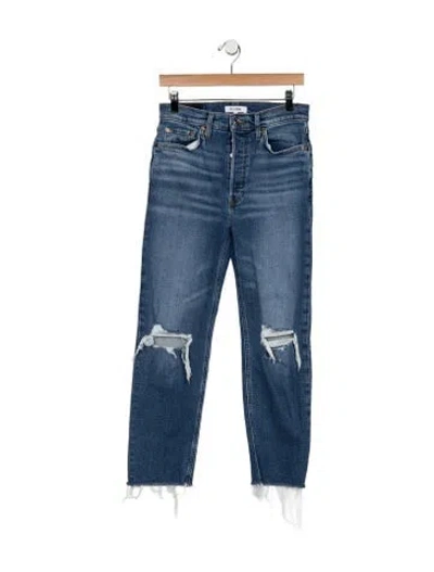Pre-owned Re/done High-rise Straight Leg Jeans In Blue