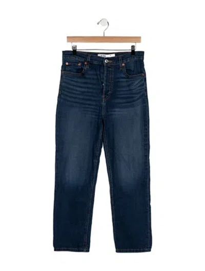 Pre-owned Re/done High-rise Straight Leg Jeans In Blue