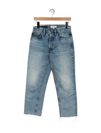 Pre-owned Re/done High-rise Straight Leg Jeans In Blue