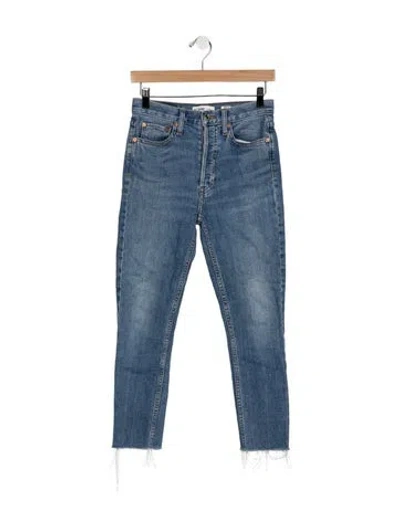 Pre-owned Re/done High-rise Straight Leg Jeans In Blue