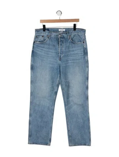 Pre-owned Re/done High-rise Straight Leg Jeans In Blue