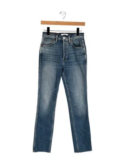 Pre-owned Re/done High-rise Straight Leg Jeans In Blue