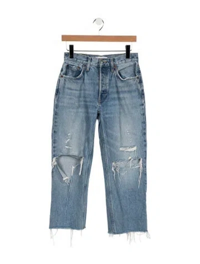 Pre-owned Re/done High-rise Straight Leg Jeans In Blue