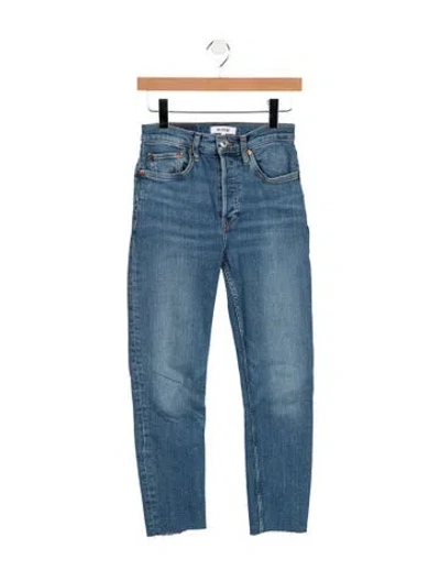Pre-owned Re/done High-rise Straight Leg Jeans In Blue