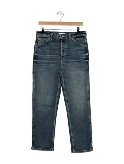 Pre-owned Re/done High-rise Straight Leg Jeans In Blue