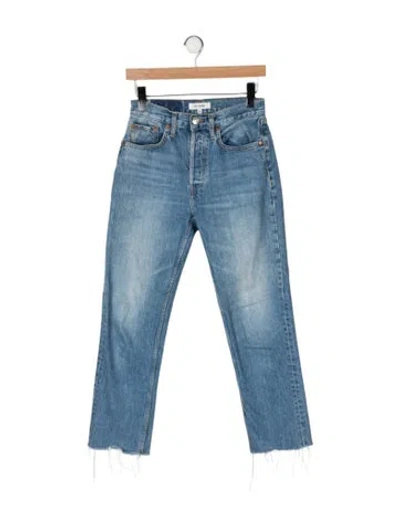 Pre-owned Re/done High-rise Straight Leg Jeans In Blue