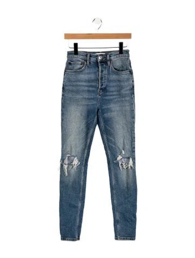 Pre-owned Re/done High-rise Straight Leg Jeans In Blue