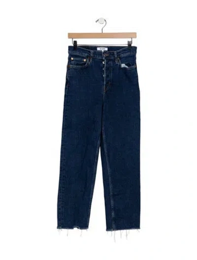 Pre-owned Re/done High-rise Straight Leg Jeans In Blue