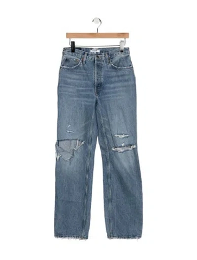 Pre-owned Re/done High-rise Straight Leg Jeans In Blue