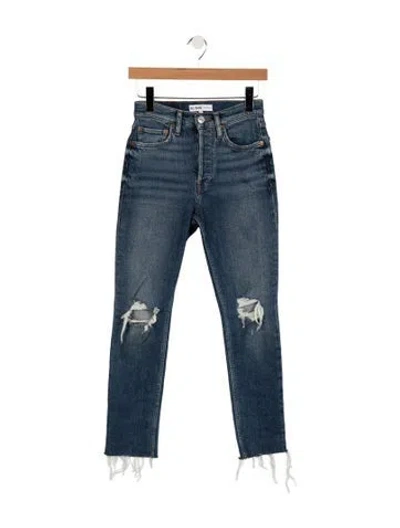 Pre-owned Re/done High-rise Straight Leg Jeans In Blue