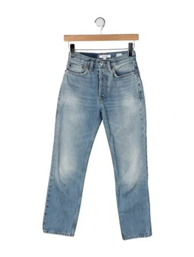 Pre-owned Re/done High-rise Straight Leg Jeans In Blue