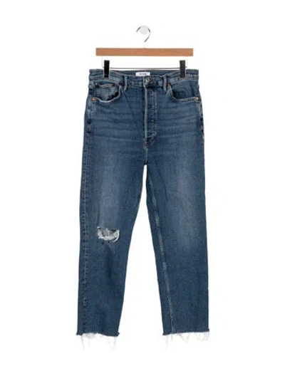 Pre-owned Re/done High-rise Straight Leg Jeans In Blue