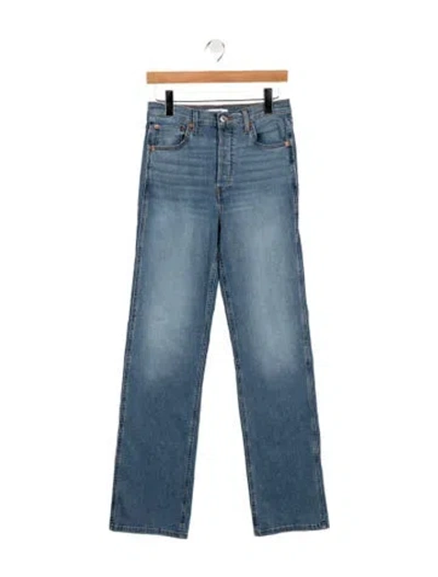 Pre-owned Re/done High-rise Straight Leg Jeans In Blue