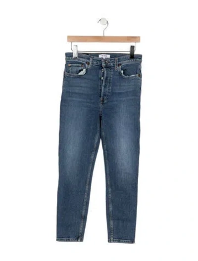 Pre-owned Re/done High-rise Straight Leg Jeans In Blue
