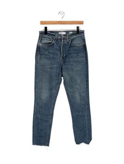 Pre-owned Re/done High-rise Straight Leg Jeans In Blue
