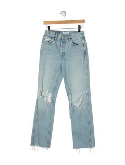 Pre-owned Re/done High-rise Straight Leg Jeans In Blue