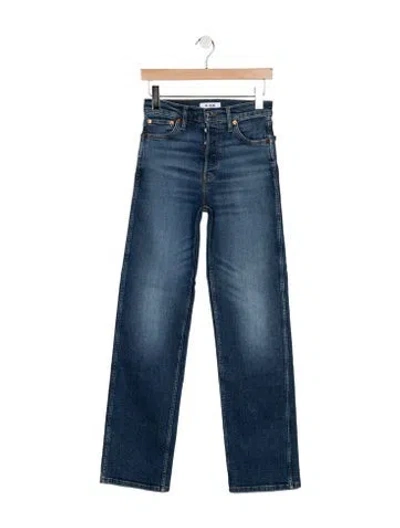 Pre-owned Re/done High-rise Straight Leg Jeans In Blue