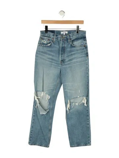 Pre-owned Re/done High-rise Straight Leg Jeans In Blue