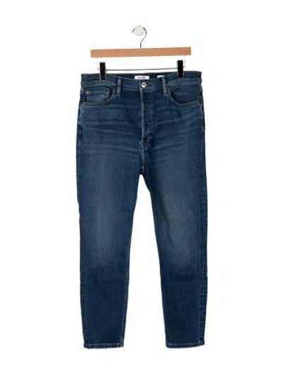 Pre-owned Re/done High-rise Straight Leg Jeans In Blue