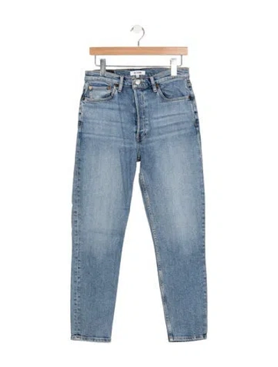 Pre-owned Re/done High-rise Straight Leg Jeans In Blue