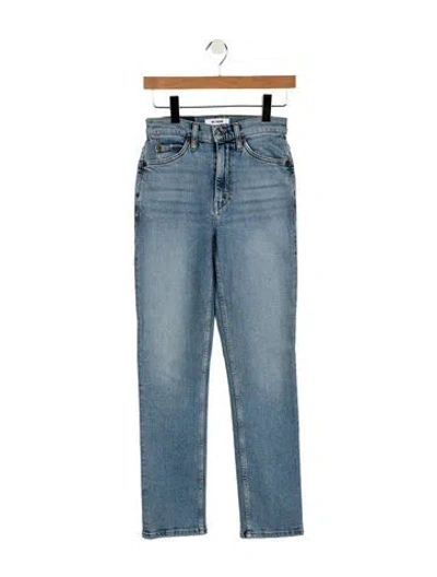 Pre-owned Re/done High-rise Straight Leg Jeans In Blue