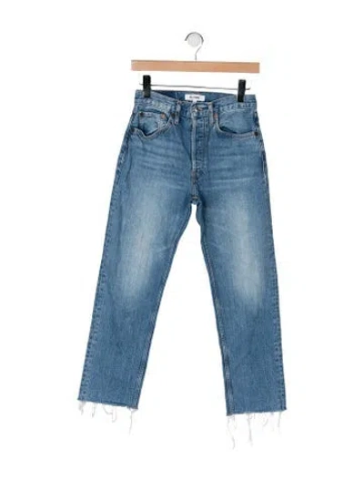 Pre-owned Re/done High-rise Straight Leg Jeans In Blue