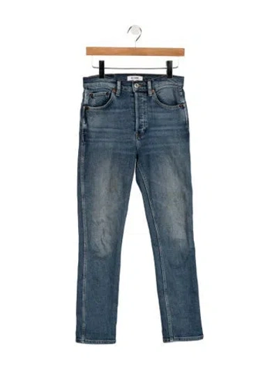 Pre-owned Re/done High-rise Straight Leg Jeans In Blue