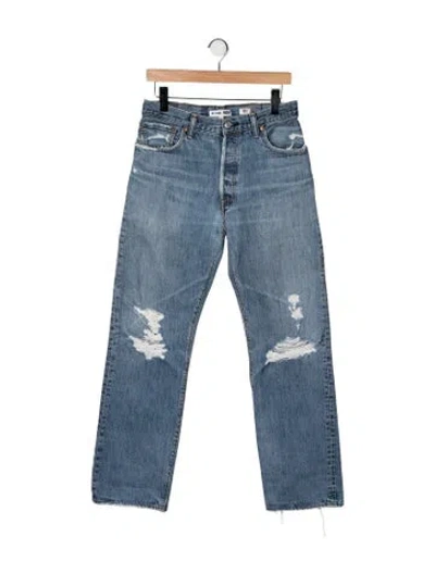 Pre-owned Re/done High-rise Straight Leg Jeans In Blue