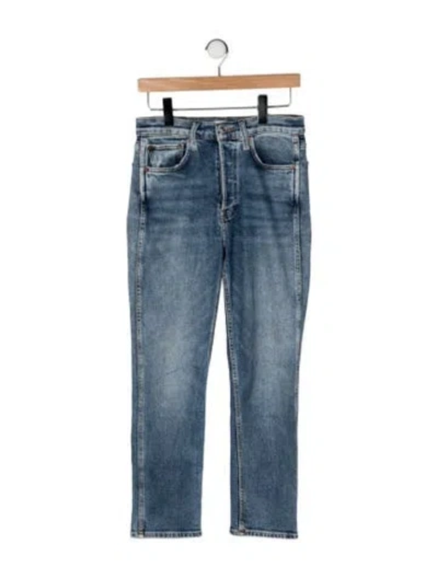 Pre-owned Re/done High-rise Straight Leg Jeans In Blue
