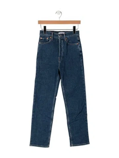 Pre-owned Re/done High-rise Straight Leg Jeans In Blue