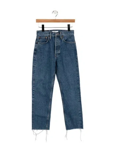 Pre-owned Re/done High-rise Straight Leg Jeans In Blue