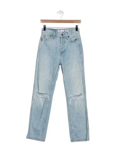 Pre-owned Re/done High-rise Straight Leg Jeans In Blue