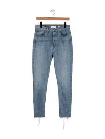 Pre-owned Re/done High-rise Straight Leg Jeans In Blue