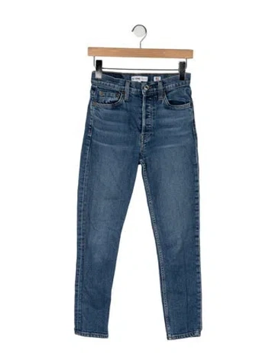 Pre-owned Re/done High-rise Straight Leg Jeans In Blue