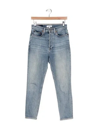 Pre-owned Re/done High-rise Straight Leg Jeans In Blue