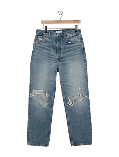 Pre-owned Re/done High-rise Straight Leg Jeans In Blue